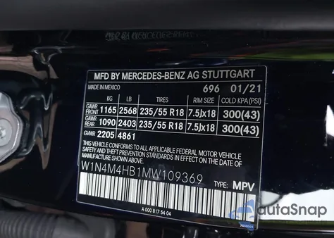 2021 Mercedes-Benz Glb 250 4Matic from USA, damaged, VIN W1N4M4HB1MW109369